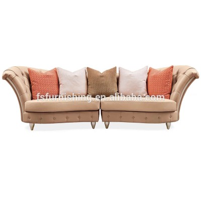 TGLA-1036 Fashion 2021 new arrival upholstered sectional fabric microfiber leather with buttoned sitting room sofa set for villa