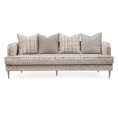 TGLA-1032 Chic French style wooden frame with linen fabric customized royal salon chesterfield living room sofa set for villa