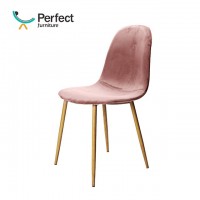 Cheap price hot-sale home furniture modern gray velvet fabric dining chair with metal legs