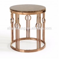 hot sale round metal coffee table with marble top stainless steel side table