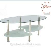 living room fancy tempered home goods chrome industrial stainless steel mental oval modern glass coffee table