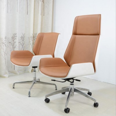 modern chic executive  swivel office meeting  visiting chair luxury  furniture white color wood frame